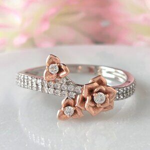 Floral Ring, Rose Gold - 925 Sterling Silver Charmed Aroma Beauty and the Beast